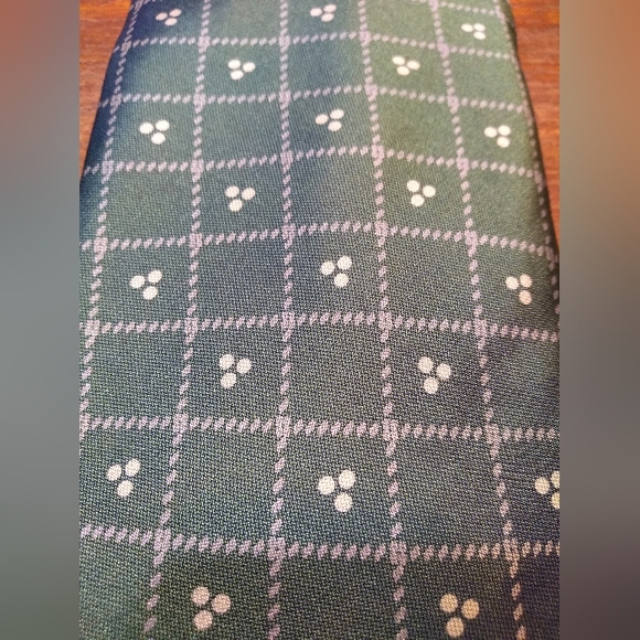 Giorgio Armani Tie, 60% Polyester, 40% Silk, Green & White Pattern Made … - Picture 3 of 10